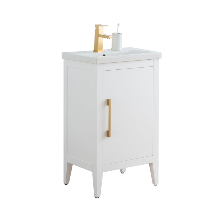 20" Single Sink Bathroom Vanity Cabinet with Ceramic Top - HomeBeyond