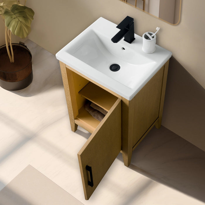 20" Single Sink Bathroom Vanity Cabinet with Ceramic Top - HomeBeyond