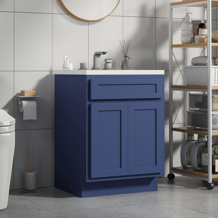 24" Bathroom Vanity Cabinet, Solid Wood Bathroom Sink Cabinet Organizer with Double Shutter Door - HomeBeyond