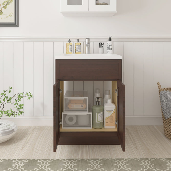 24" Birch Plywood Freestanding Single Base Storage Cabinet with Soft Close Door - HomeBeyond