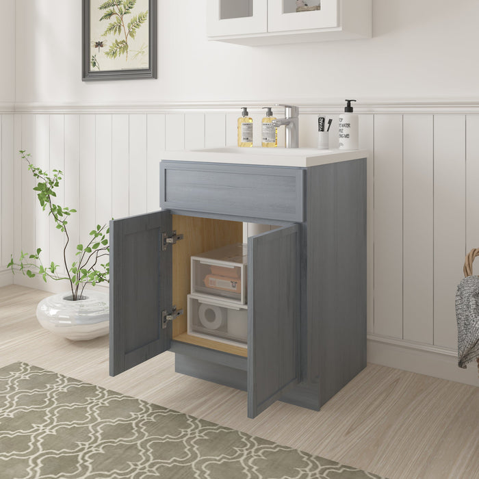 24" Birch Plywood Freestanding Single Base Storage Cabinet with Soft Close Door - HomeBeyond