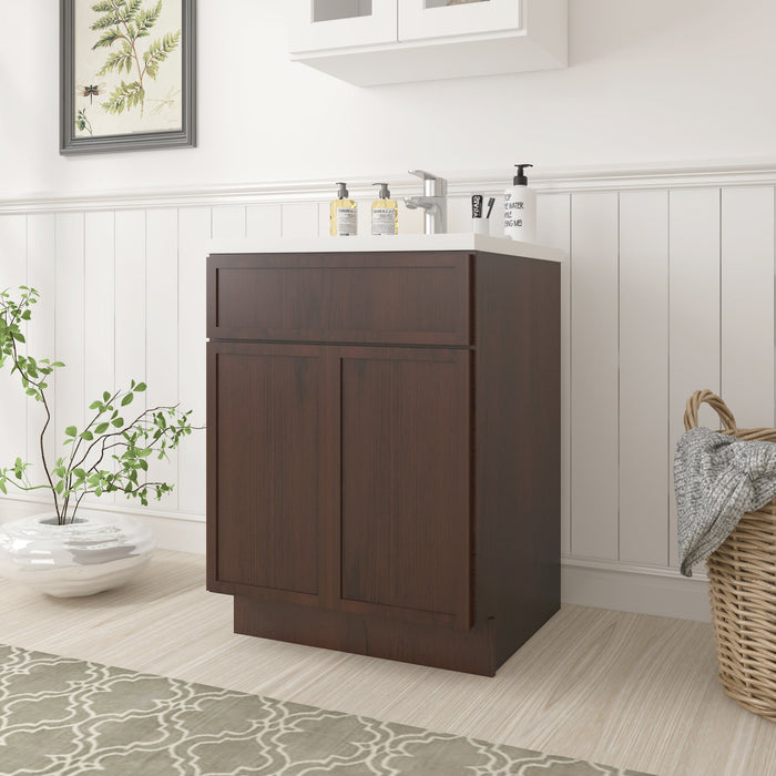 24" Birch Plywood Freestanding Single Base Storage Cabinet with Soft Close Door - HomeBeyond