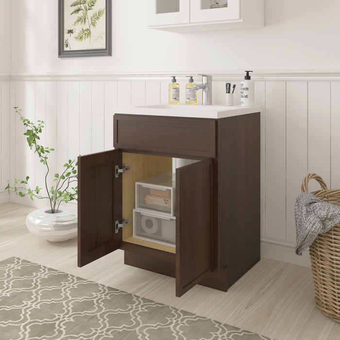 24" Birch Plywood Freestanding Single Base Storage Cabinet with Soft Close Door - HomeBeyond