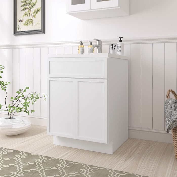 24" Birch Plywood Freestanding Single Base Storage Cabinet with Soft Close Door - HomeBeyond