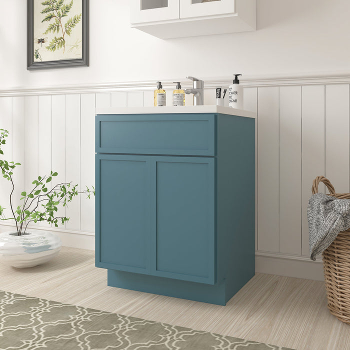 24" Birch Plywood Freestanding Single Base Storage Cabinet with Soft Close Door - HomeBeyond