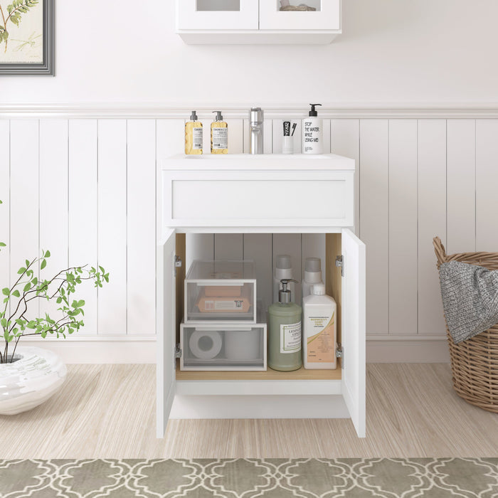 24" Birch Plywood Freestanding Single Base Storage Cabinet with Soft Close Door - HomeBeyond