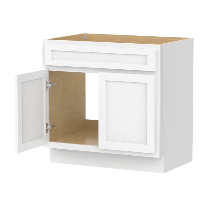 30" Bathroom Vanity Cabinet, Solid Wood Modern Bathroom Storage Floor Cabinet with Double Shutter Door - HomeBeyond