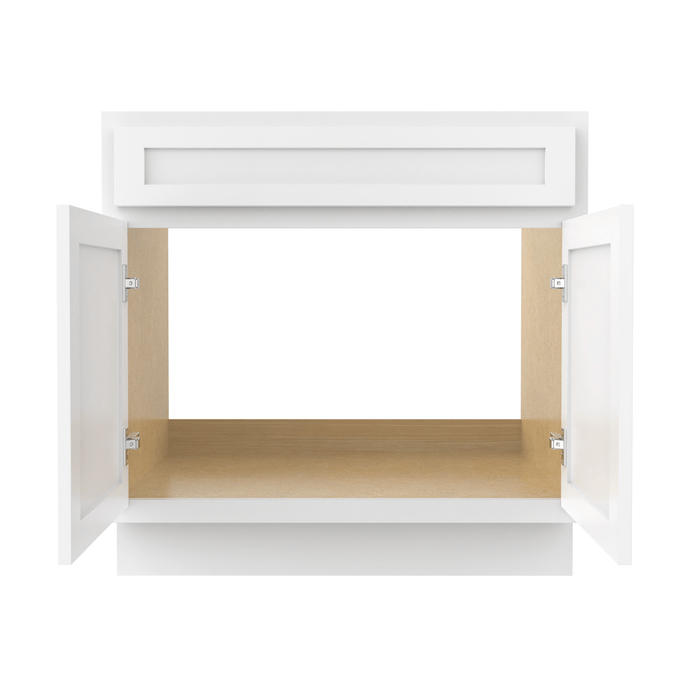 30" Bathroom Vanity Cabinet, Solid Wood Modern Bathroom Storage Floor Cabinet with Double Shutter Door - HomeBeyond