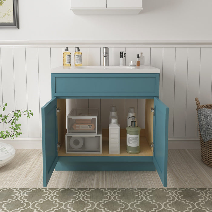 30" Birch Plywood Freestanding Single Base Storage Cabinet with Soft Close Door - HomeBeyond