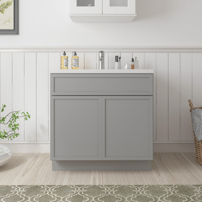 30" Birch Plywood Freestanding Single Base Storage Cabinet with Soft Close Door - HomeBeyond