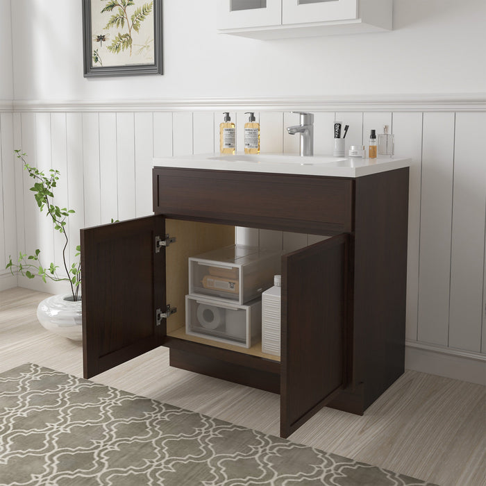 30" Birch Plywood Freestanding Single Base Storage Cabinet with Soft Close Door - HomeBeyond