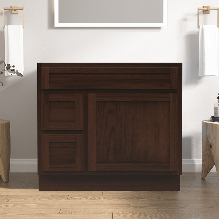 36" Bathroom Vanity Cabinet, Solid Wood Single Shutter Doors 2 - Extension Drawers Bathroom Sink Cabinet - HomeBeyond