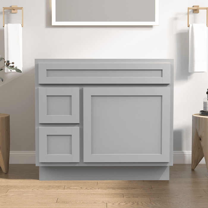 36" Bathroom Vanity Cabinet, Solid Wood Single Shutter Doors 2 - Extension Drawers Bathroom Sink Cabinet - HomeBeyond