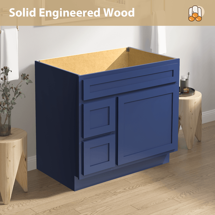 36" Bathroom Vanity Cabinet, Solid Wood Single Shutter Doors 2 - Extension Drawers Bathroom Sink Cabinet - HomeBeyond