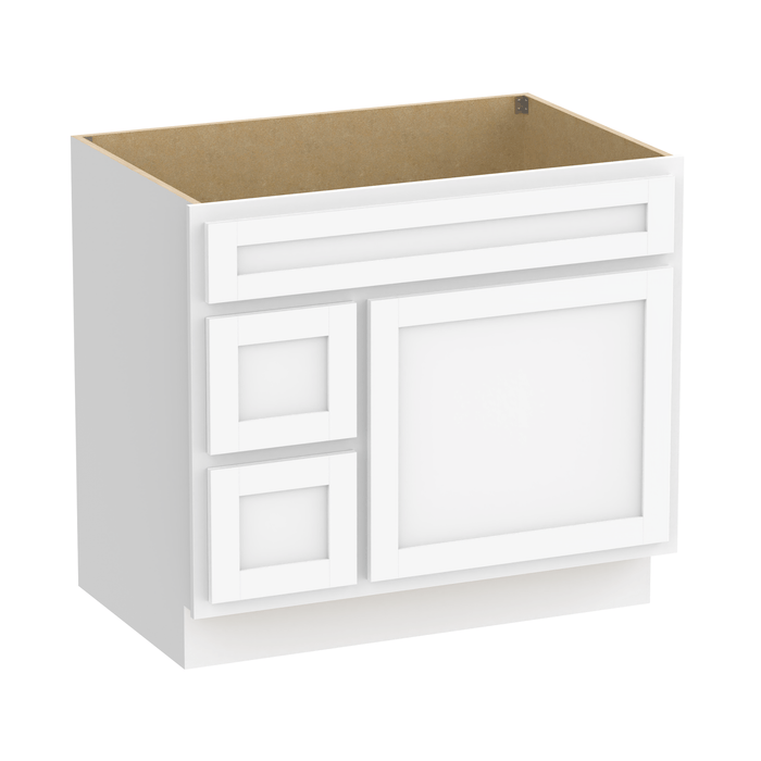 36" Bathroom Vanity Cabinet, Solid Wood Single Shutter Doors 2 - Extension Drawers Bathroom Sink Cabinet - HomeBeyond