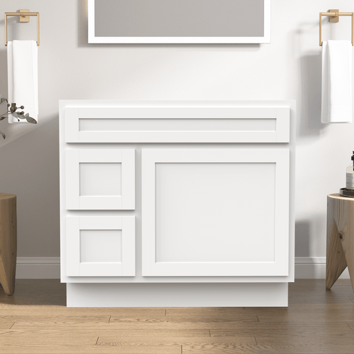 36" Bathroom Vanity Cabinet, Solid Wood Single Shutter Doors 2 - Extension Drawers Bathroom Sink Cabinet - HomeBeyond
