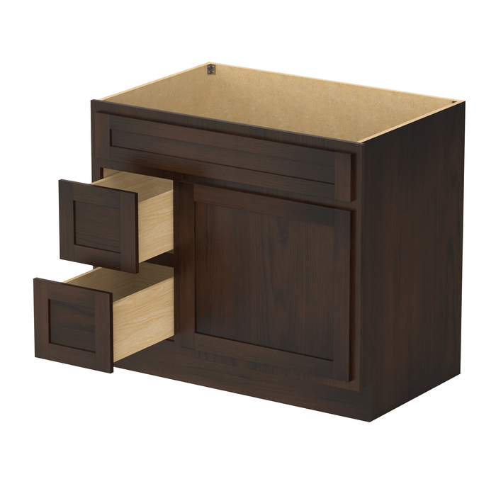 36" Bathroom Vanity Cabinet, Solid Wood Single Shutter Doors 2 - Extension Drawers Bathroom Sink Cabinet - HomeBeyond