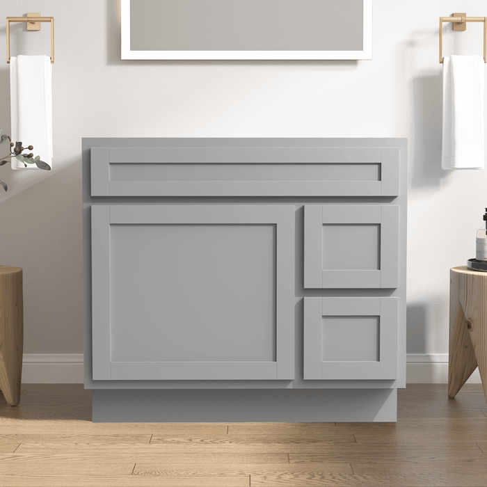 36" Bathroom Vanity Cabinet with Two Drawers, Solid Wood Single Shutter Door and 2 Extension Drawers Bathroom Floor Cabinet - HomeBeyond