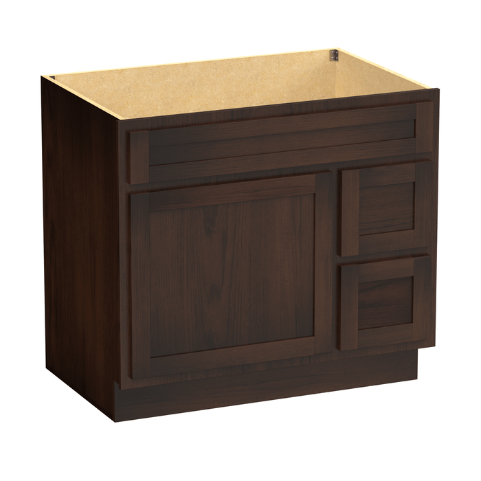 36" Bathroom Vanity Cabinet with Two Drawers, Solid Wood Single Shutter Door and 2 Extension Drawers Bathroom Floor Cabinet - HomeBeyond