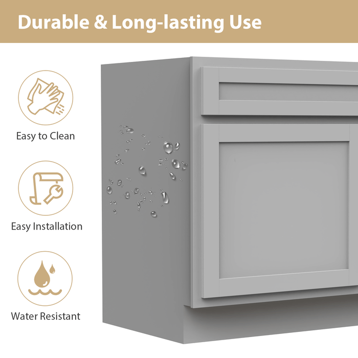 36" Bathroom Vanity Cabinet with Two Drawers, Solid Wood Single Shutter Door and 2 Extension Drawers Bathroom Floor Cabinet - HomeBeyond