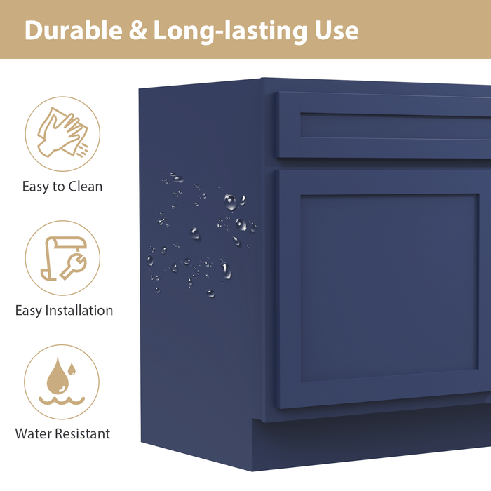 36" Bathroom Vanity Cabinet with Two Drawers, Solid Wood Single Shutter Door and 2 Extension Drawers Bathroom Floor Cabinet - HomeBeyond