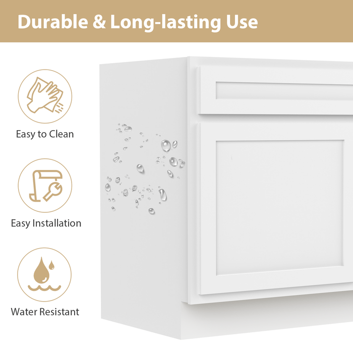 36" Bathroom Vanity Cabinet with Two Drawers, Solid Wood Single Shutter Door and 2 Extension Drawers Bathroom Floor Cabinet - HomeBeyond