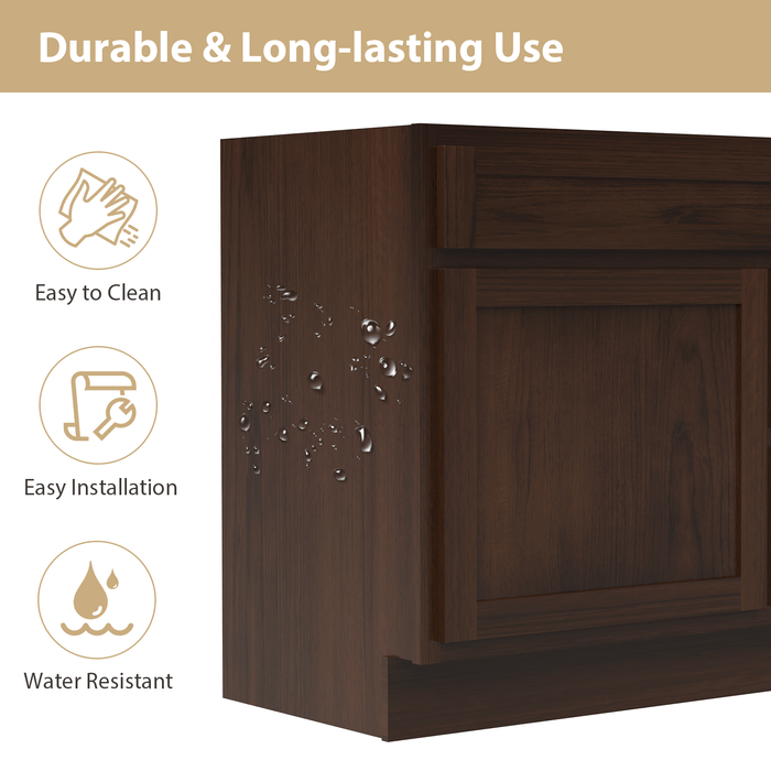 36" Bathroom Vanity Cabinet with Two Drawers, Solid Wood Single Shutter Door and 2 Extension Drawers Bathroom Floor Cabinet - HomeBeyond