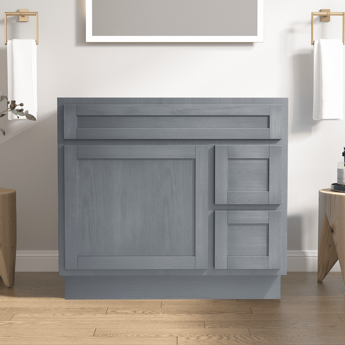 36" Bathroom Vanity Cabinet with Two Drawers, Solid Wood Single Shutter Door and 2 Extension Drawers Bathroom Floor Cabinet - HomeBeyond