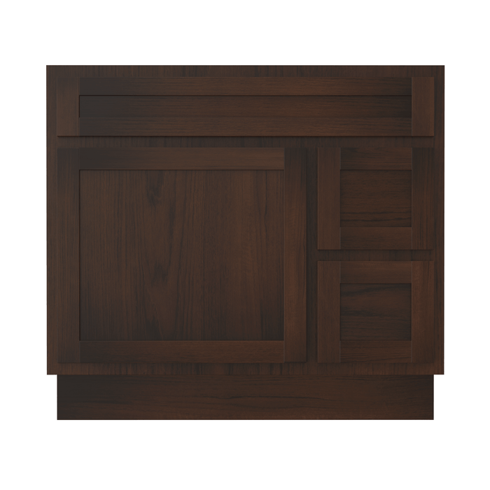 36" Bathroom Vanity Cabinet with Two Drawers, Solid Wood Single Shutter Door and 2 Extension Drawers Bathroom Floor Cabinet - HomeBeyond