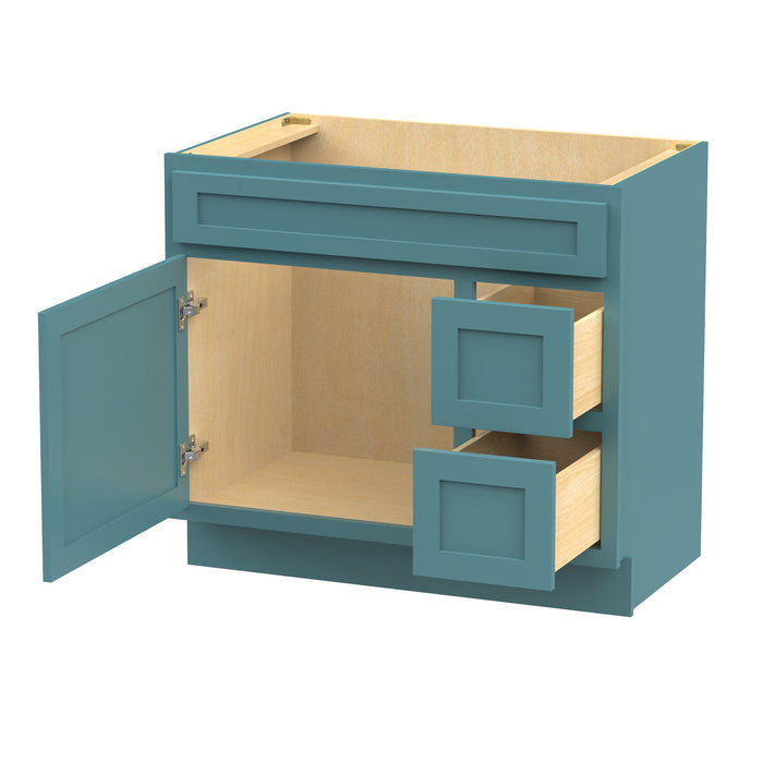 36" Bathroom Vanity Cabinet with Two Drawers, Solid Wood Single Shutter Door and 2 Extension Drawers Bathroom Floor Cabinet - HomeBeyond