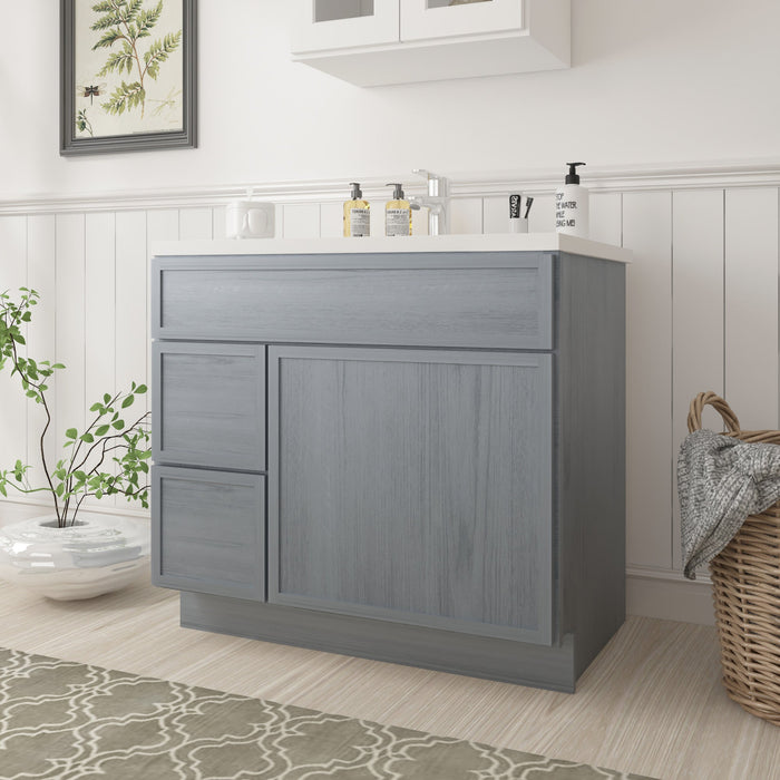 36" Birch Plywood Freestanding Single Base Storage Cabinet, With Soft Close Door - HomeBeyond