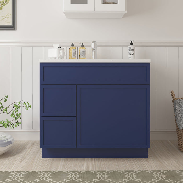 36" Birch Plywood Freestanding Single Base Storage Cabinet, With Soft Close Door - HomeBeyond