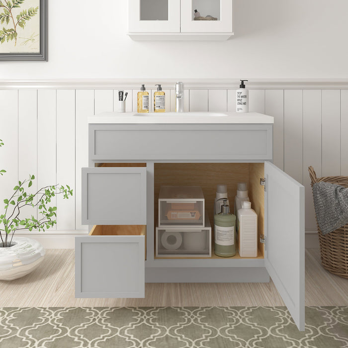 36" Birch Plywood Freestanding Single Base Storage Cabinet, With Soft Close Door - HomeBeyond