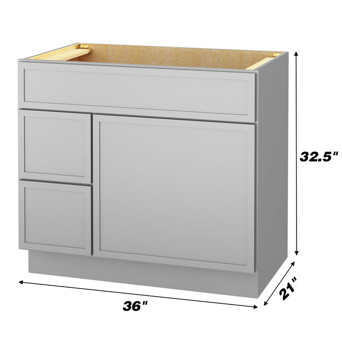 36" Birch Plywood Freestanding Single Base Storage Cabinet, With Soft Close Door - HomeBeyond