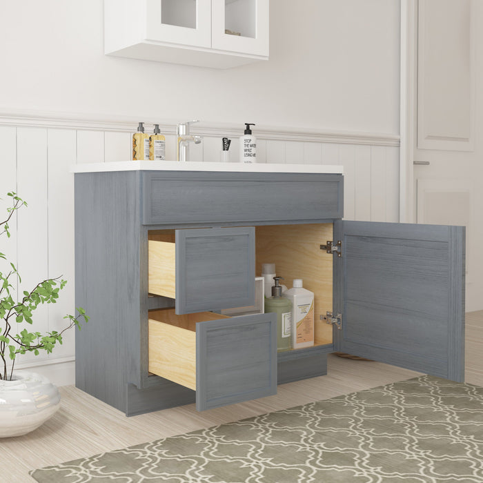 36" Birch Plywood Freestanding Single Base Storage Cabinet, With Soft Close Door - HomeBeyond