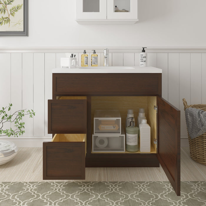 36" Birch Plywood Freestanding Single Base Storage Cabinet, With Soft Close Door - HomeBeyond