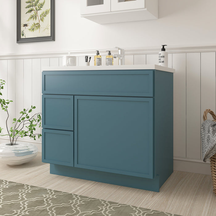 36" Birch Plywood Freestanding Single Base Storage Cabinet, With Soft Close Door - HomeBeyond