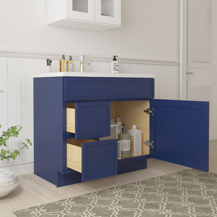 36" Birch Plywood Freestanding Single Base Storage Cabinet, With Soft Close Door - HomeBeyond