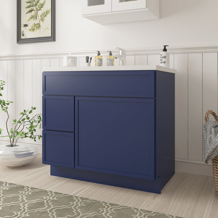 36" Birch Plywood Freestanding Single Base Storage Cabinet, With Soft Close Door - HomeBeyond