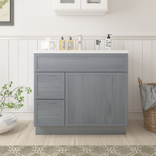 36" Birch Plywood Freestanding Single Base Storage Cabinet, With Soft Close Door - HomeBeyond