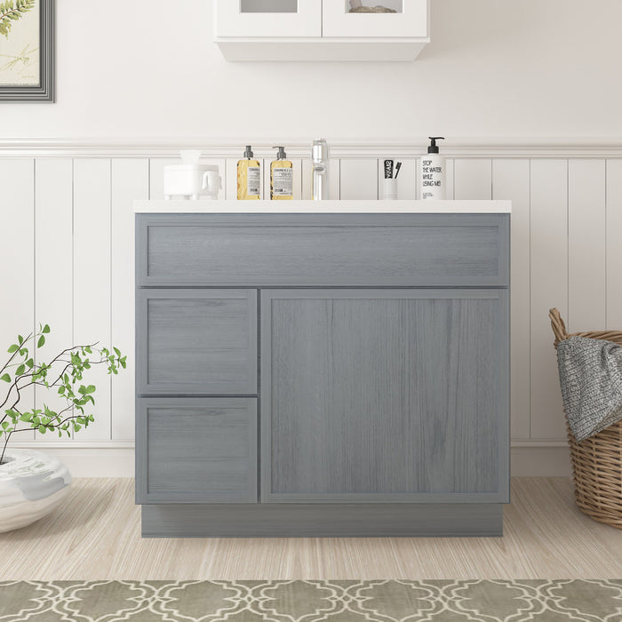 36" Birch Plywood Freestanding Single Base Storage Cabinet, With Soft Close Door - HomeBeyond