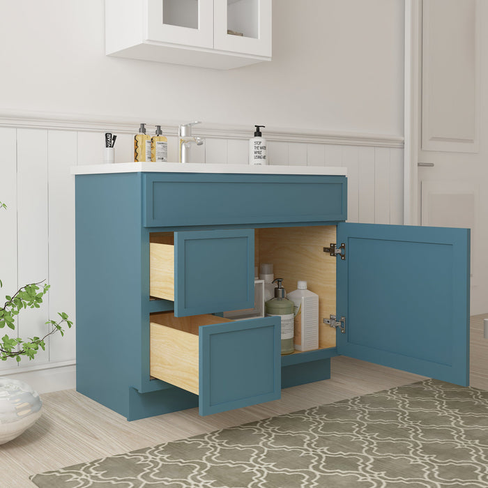 36" Birch Plywood Freestanding Single Base Storage Cabinet, With Soft Close Door - HomeBeyond