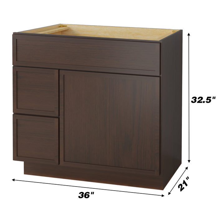 36" Birch Plywood Freestanding Single Base Storage Cabinet, With Soft Close Door - HomeBeyond