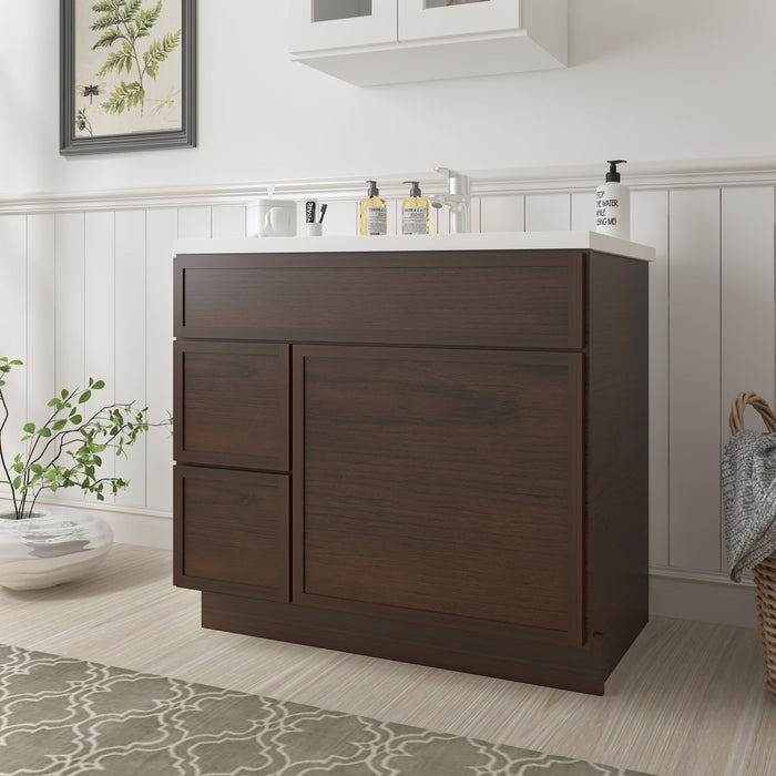 36" Birch Plywood Freestanding Single Base Storage Cabinet, With Soft Close Door - HomeBeyond