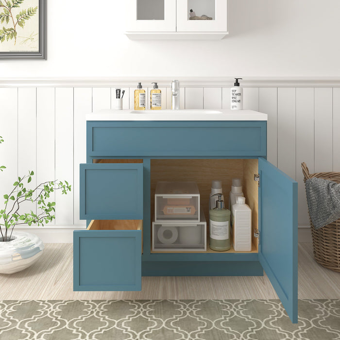 36" Birch Plywood Freestanding Single Base Storage Cabinet, With Soft Close Door - HomeBeyond