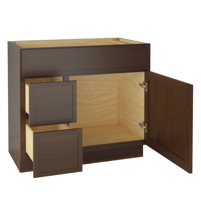 36" Birch Plywood Freestanding Single Base Storage Cabinet, With Soft Close Door - HomeBeyond