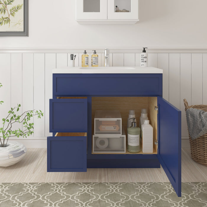 36" Birch Plywood Freestanding Single Base Storage Cabinet, With Soft Close Door - HomeBeyond