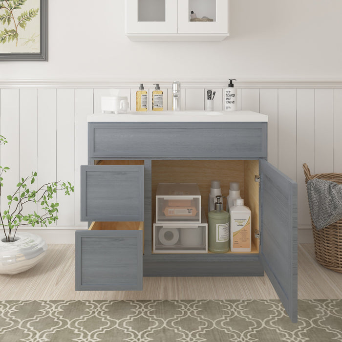 36" Birch Plywood Freestanding Single Base Storage Cabinet, With Soft Close Door - HomeBeyond