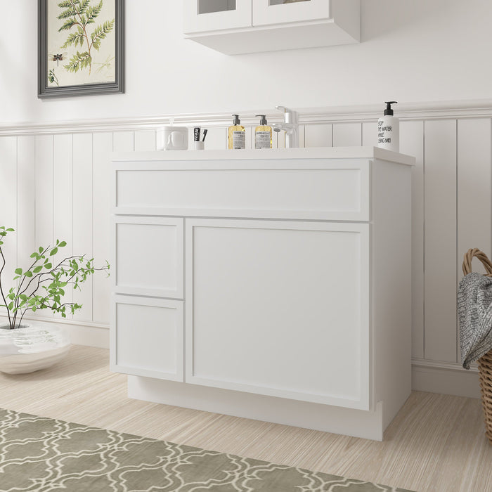 36" Birch Plywood Freestanding Single Base Storage Cabinet, With Soft Close Door - HomeBeyond