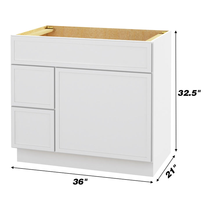 36" Birch Plywood Freestanding Single Base Storage Cabinet, With Soft Close Door - HomeBeyond
